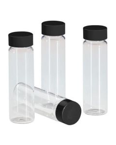 Chemglass Life Sciences 16ml (4 Dram) Vial, 21mm Od X 70mm Height, 18-400 Thread Size, With Ptfe Lined Solid Ptfe Black Caps