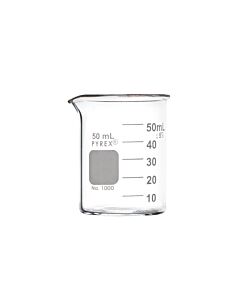 Corning PYREX Low Form Griffin Beakers, Capacity: 50mL, Capacity: