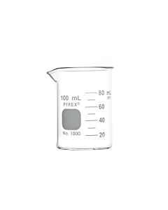 Corning PYREX Low Form Griffin Beakers, Capacity: 100mL, Capacity: