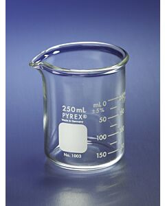 Corning Beaker, Reusable, Corning, PYREX, Heavy-duty Griffin, Glass; 0255525K; 1003-4L