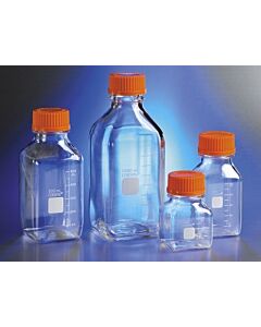 Corning PYREX Square Media/Solution Bottles and Caps, Capacity: 100