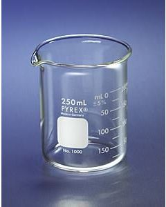 Pyrex Griffin Low Form 250 ml Beaker, Double Scale, Graduated