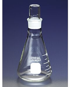 Corning PYREX Narrow Mouth Erlenmeyer Flask with Standard Taper Stopper,