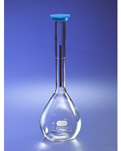 Corning PYREX Class A Lifetime Red Volumetric Flask with Polyethylene; 102021A; 5600-50