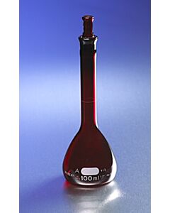 Corning PYREX Low Actinic Class A Volumetric Flask with Glass Standard