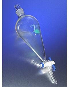 Corning PYREXPLUS Coated Squibb Separatory Funnel with PTFE Standard
