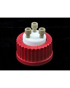 Corning Caps, Three-Hole Delivery, Corning, 45mm, Red High Temperature; 10462474; 1395-45DC