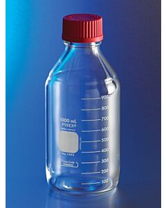 Corning PYREX Round Media Storage Bottles, Capacity: 1L, 1 L, Pyrex; 10462717; 1395-1LHTC
