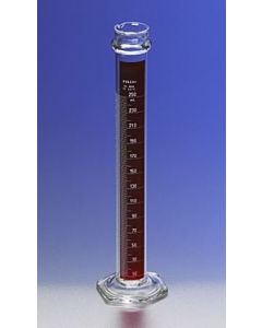 Corning Pyrex 250ml Single Metric Scale Cylinders, Reinforced Glass Bead, Lifetime Red , Tc