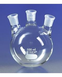 Corning Pyrex 250ml Three Neck Distilling Flask With 19/22 Center Vertical And Side Angled Neck Standard