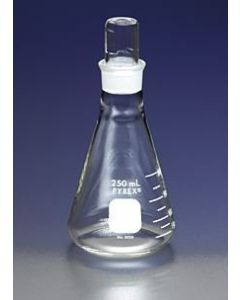 Corning These Narrow Mouth 250 Ml Pyrex Erlenmeyer Flasks Have No. 27 Pyrex Standard Taper Stoppers