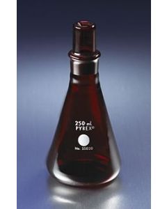 Corning Pyrex 250ml Low Actinic Narrow Mouth Erlenmeyer Flask With Pyrex Standard Taper Stopper