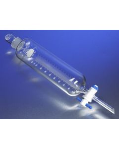 Corning Pyrex 125ml Cylindrical Separatory Funnel, Graduated, Ptfe Product Standard Stopcock, Glass