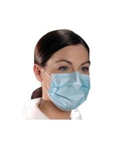 AlphaPro Cleanroom Earloop Face Mask, Blue, Size 7"