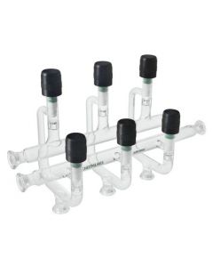 Chemglass Life Sciences Chemglass 3-Port Airfree Schlenk Inert Gas Vacuum Manifold, Double Bank, Souza, 400mm Oal. Design Permits The User An Unobstructed View Of Valve Position. Main Ports Are Spaced 100mm Center To Center. Connection Ports Are #15 O-Rin