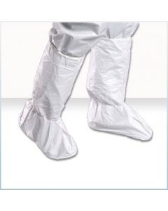 AlphaPro High Top Boot Covers, White, W/Safestep Sole, Elastic Top, Size M