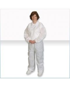 AlphaPro Coverall, White, Inset Sleeve, Zip Close, Tapered Collar, Size 4X/5X
