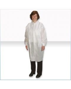 AlphaPro Lab Coat, White, Inset Sleeve, Tapered Collar, 3 Pockets, Size 4X/5X