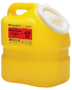 BD Chemotherapy sharps collector hinge cap one piece, 3 gal, Yellow