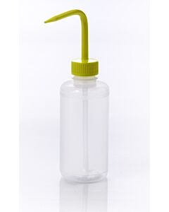 Bel-Art Narrow-Mouth 250ml (8oz) Polyethylene Wash Bottles; Yellow Polypropylene Cap, 28mm Closure (Pack Of 6)