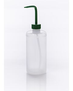 Bel-Art Narrow-Mouth 500ml (16oz) Polyethylene Wash Bottles; Green Polypropylene Cap, 28mm Closure (Pack Of 6)