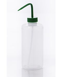 Bel-Art Narrow-Mouth 1000ml (32oz) Polyethylene Wash Bottles; Green Polypropylene Cap, 38mm Closure (Pack Of 4)