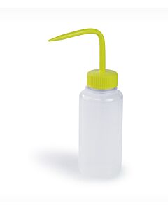 Bel-Art Wide-Mouth 250ml (8oz) Polyethylene Wash Bottles; Yellow Polypropylene Cap, 38mm Closure (Pack Of 6)