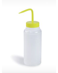Bel-Art Wide-Mouth 500ml (16oz) Polyethylene Wash Bottles; Yellow Polypropylene Cap, 53mm Closure (Pack Of 6)