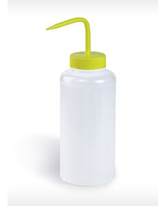 Bel-Art Wide-Mouth 1000ml (32oz) Polyethylene Wash Bottles; Yellow Polypropylene Cap, 53mm Closure (Pack Of 4)