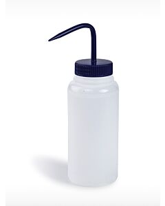 Bel-Art Wide-Mouth 500ml (16oz) Polyethylene Wash Bottles; Blue Polypropylene Cap, 53mm Closure (Pack Of 6)