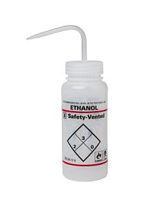 Bel-Art Safety-Vented / Labeled 2-Color Ethanol Wide-Mouth Wash Bottles; 500ml (16oz), Polyethylene W/Natural Polypropylene Cap (Pack Of 3)