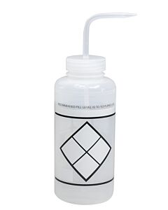 Bel-Art Safety-Labeled 2-Color Lyob Wide-Mouth Wash Bottles; 1000ml (32oz), Polyethylene W/Natural Polypropylene Cap (Pack Of 6)