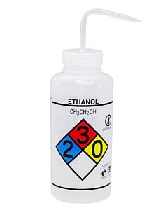 Bel-Art Right-To-Know Safety-Vented / Labeled 4-Color Ethanol Wide-Mouth Wash Bottles; 1000mL (32oz)