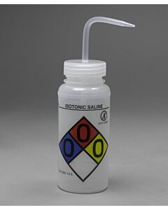 Bel-Art Ghs Labeled Safety-Vented Isotonic Saline Wash Bottles; 500mL (16oz), Polyethylene W/Natural Polypropylene Cap (Pack Of 4)