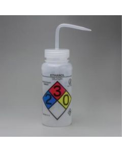 Bel-Art Ghs Labeled Safety-Vented Ethanol Wash Bottles; 500ml (16oz), Polyethylene W/Natural Polypropylene Cap (Pack Of 4)