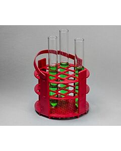 Bel-Art No-Wire Round Test Tube Rack; For 13-16mm Tubes, 14 Places, Red