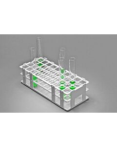 Bel-Art No-Wire Test Tube Rack; For 16-20mm Tubes, 40 Places, White
