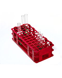 Bel-Art No-Wire Test Tube Rack; For 13-16mm Tubes, 60 Places, Red