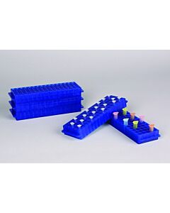 Bel-Art Reversible Pcr And Microcentrifuge Tube Rack; For 0.2ml Or 1.5-2.0ml Tubes, 80 Places, Blue (Pack Of 5)