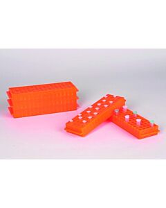 Bel-Art Reversible Pcr And Microcentrifuge Tube Rack; For 0.2ml Or 1.5-2.0ml Tubes, 80 Places, Orange (Pack Of 5)