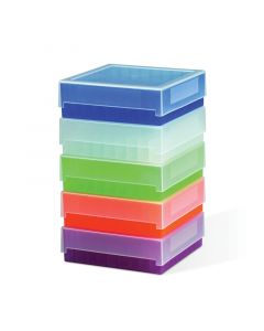 Bel-Art 81-Place Plastic Freezer Storage Boxes; Assorted Colors (Pack Of 5)