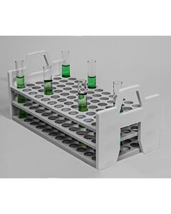 Bel-Art Stack Rack Test Tube Rack; For 10-13mm Tubes, 72 Places, Polypropylene