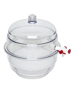 Bel-Art "Space Saver" Polycarbonate Vacuum Desiccator With Clear Polycarbonate Bottom; 0.20 Cu. Ft.