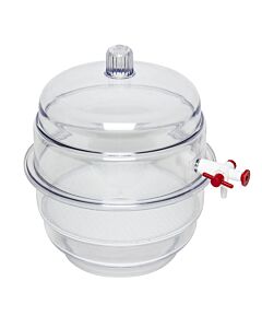 Bel-Art "Space Saver" Polycarbonate Vacuum Desiccator With Clear Polycarbonate Bottom; 0.31 Cu. Ft.