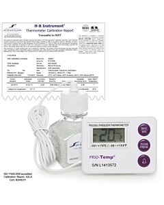 Bel-Art H-B Frio Temp Calibrated Dual Zone Electronic Verification Thermometer; -50/70c (-58/158f) And -10/50c (14/122f), Refrigerator Calibration