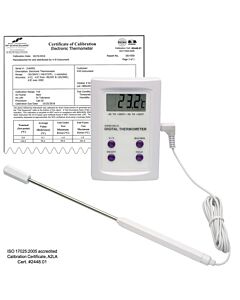 Bel-Art H-B Durac Calibrated Electronic Thermometer With Stainless Steel Probe; -50/200c (-58/392f), 63 X 97mm