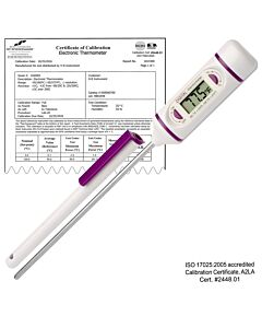 Bel-Art H-B Durac Calibrated Electronic Stainless Steel Stem Thermometer, -50/200c (-58/392f), 120mm (4.7 In.) Blunt Tip Probe