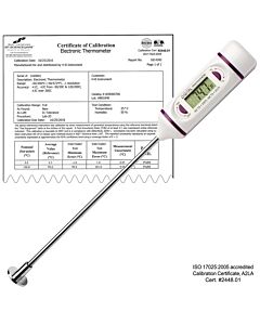 Bel-Art H-B Durac Calibrated Electronic Stainless Steel Stem Thermometer, -50/200c (-58/392f), 120mm (4.7 In.) Flat Surface Probe