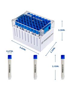 Biologix Cryoking Sbs Combo, 5.0ml External Vials + Rack；Vial Caps Color:Biologix Blue. Cap Shape: F-Shape, Fit For Micronic Machine,Barcode: 2-Color Injection Molding Technique; Laser-Etched 4 Codes, Rack Dimensions(Mm): 128x85x86mm. Sterile. Rnase& Dnas