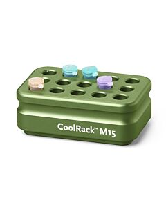 Azenta Coolrack M15 Thermoconductive Tube Rack For 15 Microcentrifuge Tubes, Green; 1 Module